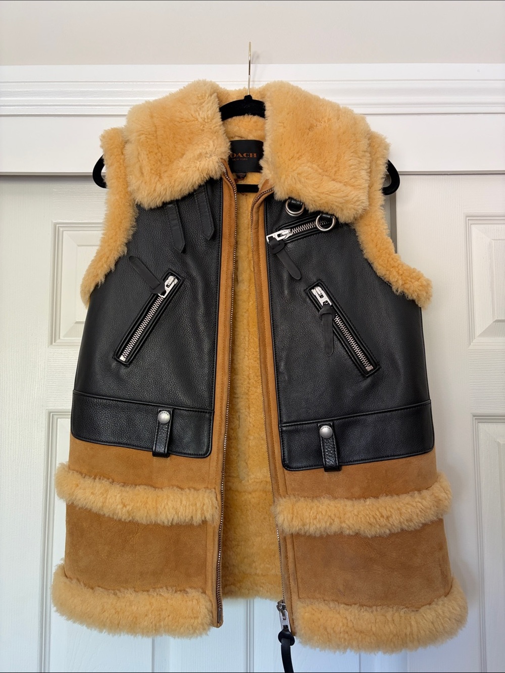 Coach Y2K Genuine Leather and Shearling Biker Vest